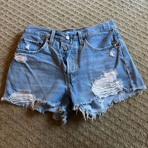 Levi's Light Blue Distressed Jean Shorts